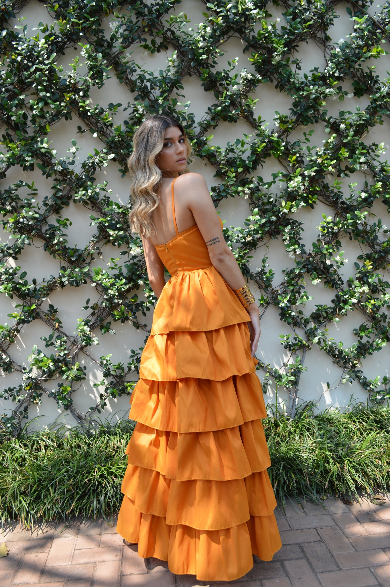 Vestido VALENCIA ruffles - Tangerine Blossom