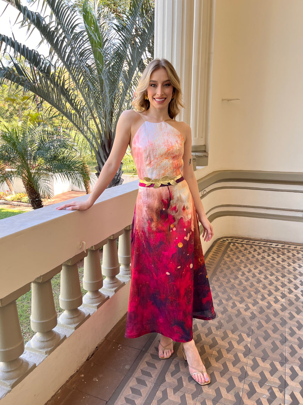 Vestido Monaco midi - Magnolia Blossom