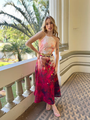 Vestido Monaco midi - Magnolia Blossom