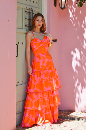 Vestido BOW RUFFELS - Tropical Neon