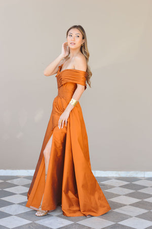 Vestido GEORGIA tafetán - Tangerine Blossom